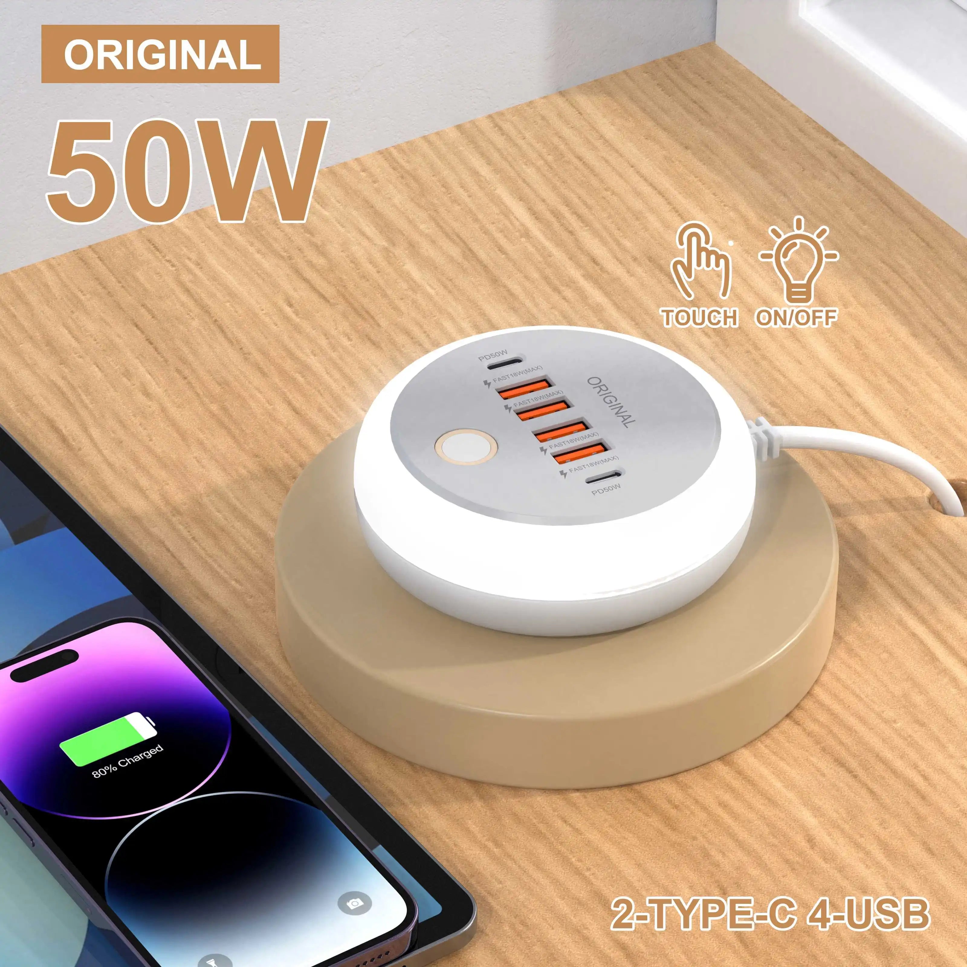 Fast Charger-Adapter 6 Ports PD50W, USB18W